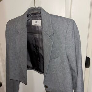 Babaton Gray Cropped Single-Button Blazer
